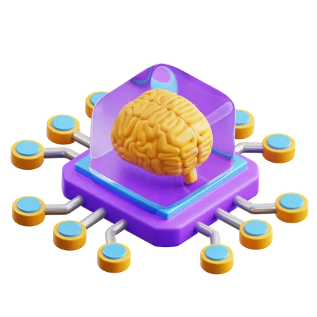 Ai Brain Chip  3D Icon