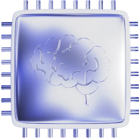 Ai Brain Chip  3D Icon