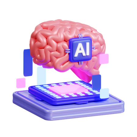 Ai Brain Chip  3D Icon