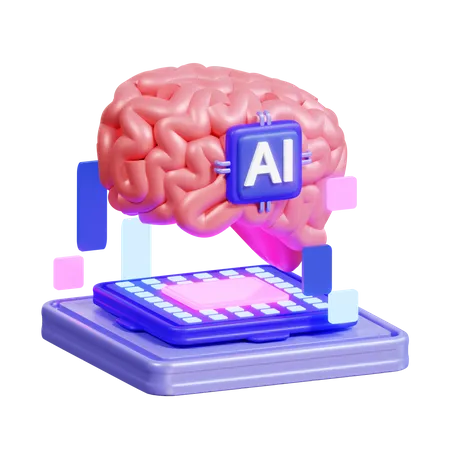 Ai Brain Chip  3D Icon