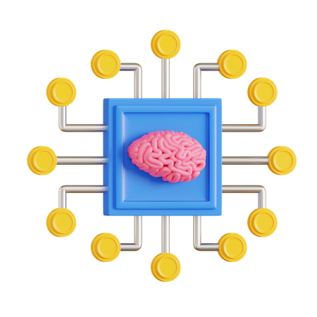 Ai Brain Chip  3D Icon