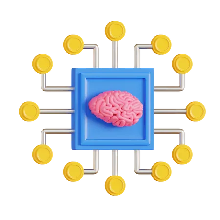 Ai Brain Chip  3D Icon