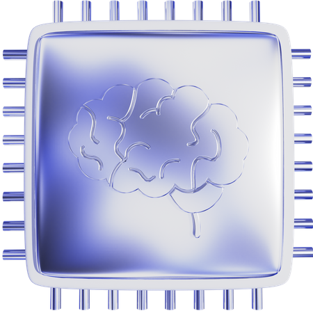 Ai Brain Chip  3D Icon