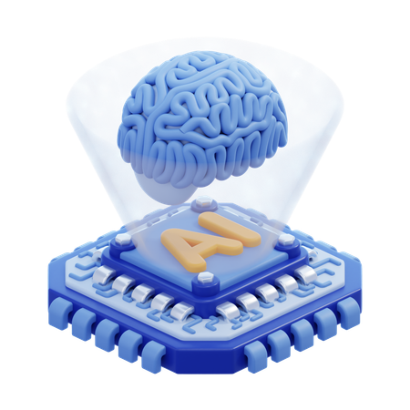 Ai Brain Chip  3D Icon