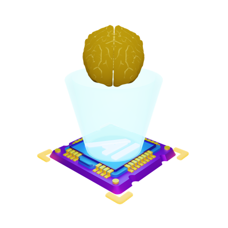 AI Brain Circuit  3D Icon