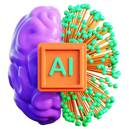 AI 脳のコンセプト  3D Icon