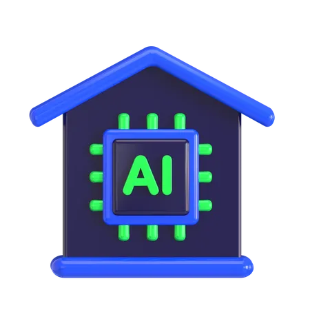 Ilustracion 3 D De Ai Smart Home Buena Para El Diseno De Inteligencia Artificial 3D Icon