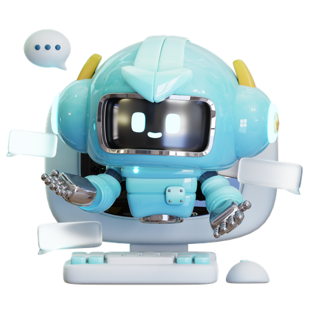 컴퓨터의 ai 채팅 봇  3D Icon