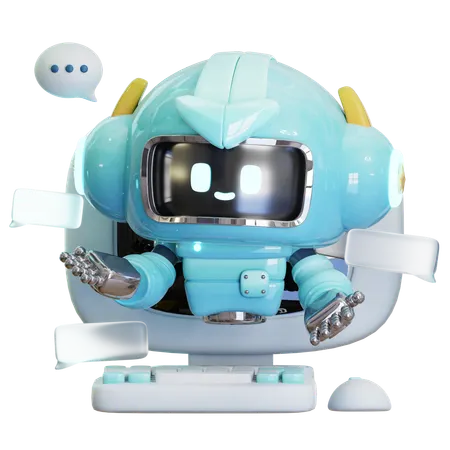 컴퓨터의 ai 채팅 봇  3D Icon