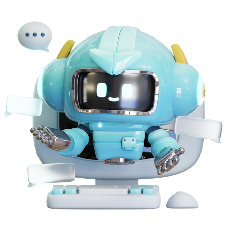 Ai Chat Bot In Computer  3D Icon