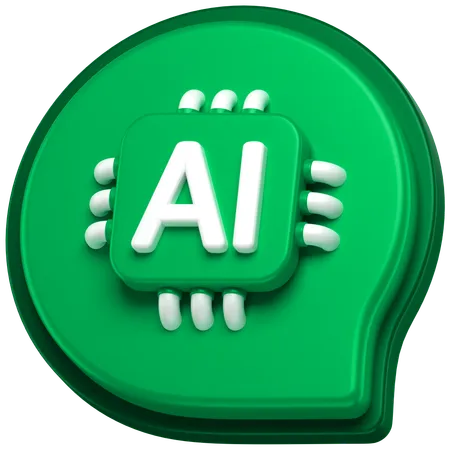 3 D Icon Of A Chat Bubble With An Ai Chip Attached To It 3D Icon
