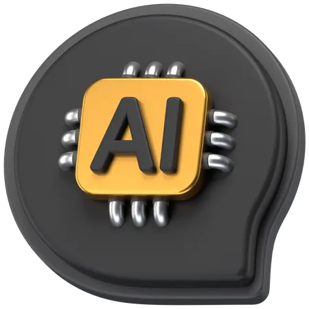 3 D Icon Of A Chat Bubble With An Ai Chip Attached To It 3D Icon