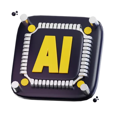 3 D Rendering Ai Chip Illustration 3D Icon