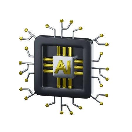 3 D AI Artificial Intelligence Technology Microchip Of The Electronics Icon Isolated On Transparent Background 3 D Illustration 3D Icon