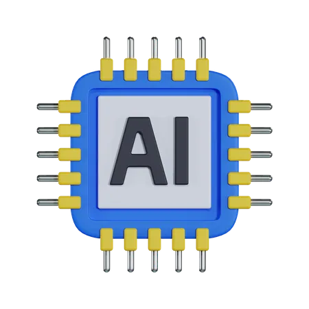 3 D AI Chip Illustration 3D Icon