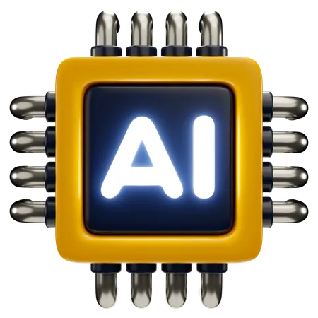 3 D Icon Illustration Of AI Chip 3D Icon