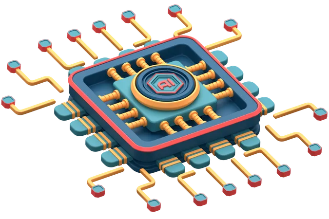 Ai Chip  3D Icon