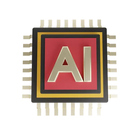 Ai Chip 3 D Illustration Contains PNG BLEND GLTF And OBJ Files 3D Icon