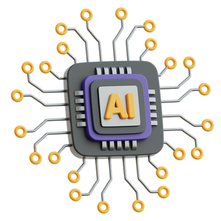 AI Chip Circuit  3D Icon