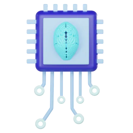 3 D Artificial Intelligence Chip Icon 3D Icon