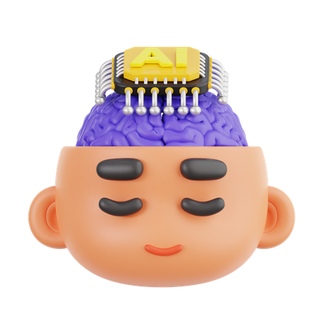 Ai Chip Brain  3D Icon
