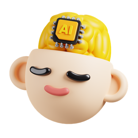 AI Chip Brain  3D Icon