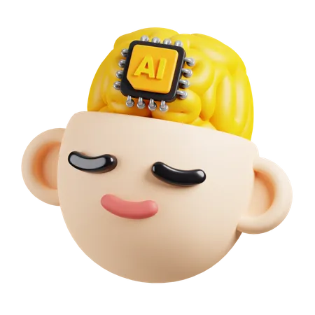 AI Chip Brain  3D Icon