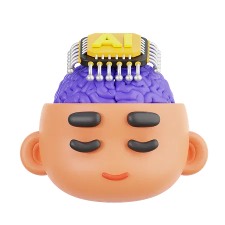 Ai Chip Brain  3D Icon