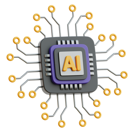 AI Chip Circuit  3D Icon