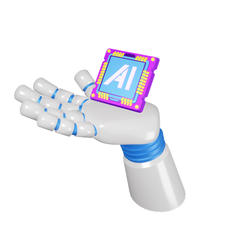 AI chip In Hand  3D Icon