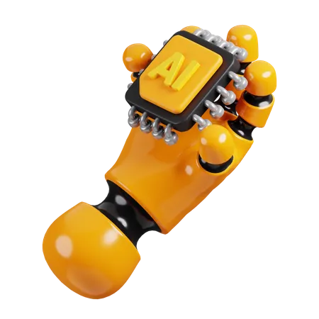 AI Chip in Robot Hand  3D Icon