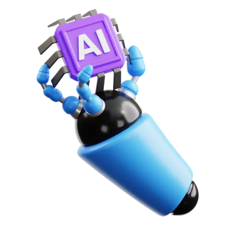 Ai Chip In Robotic Hand  3D Icon