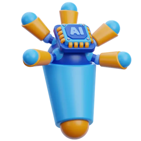 Ai Chip In Robotic Hand  3D Icon