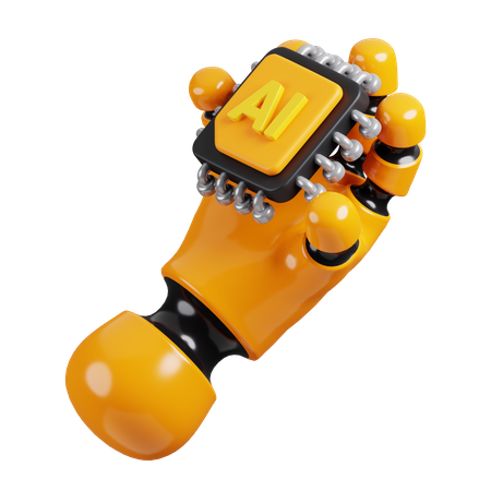 Chip AI na mão do robô  3D Icon