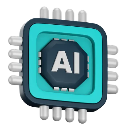 AI Computer Chip Processor For Artificial Intelligence Digital Brain Concept 3 D Icon Illustration Design 3D Icon