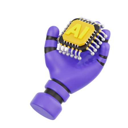 Ai Chip Robot Hand  3D Icon