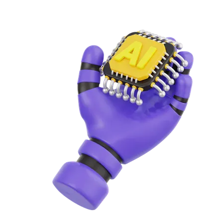 Ai Chip Robot Hand  3D Icon