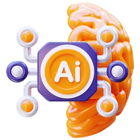 Ai Chip With Brain  3D Icon