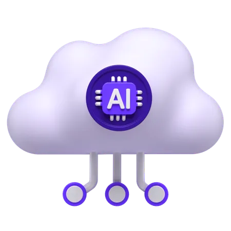 3 D Icon Of An Ai Based Cloud Network 3D Icon