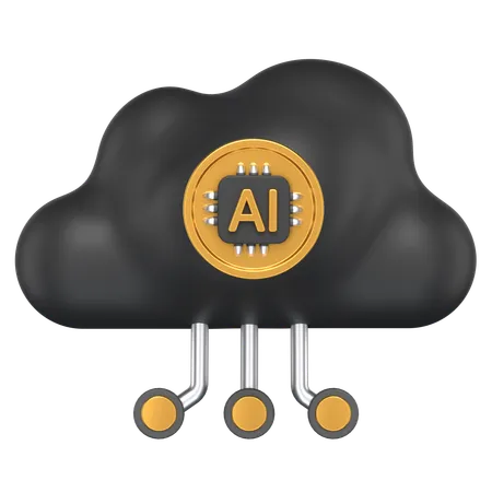 3 D Icon Of An Ai Based Cloud Network 3D Icon