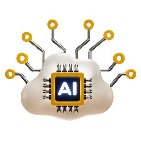 3 D Icon Illustration Of AI Cloud And Chip 3D Icon