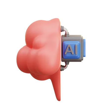 Ai Cloud Brain Storage  3D Icon