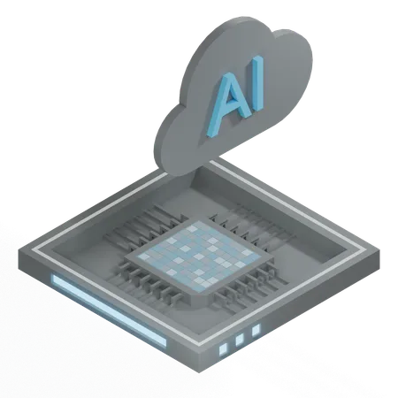 AI Cloud Chip Architecture Processor From An Isometric View 3D Icon