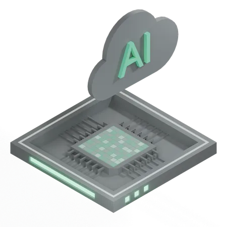 AI Cloud Chip Architecture Processor From An Isometric View 3D Icon