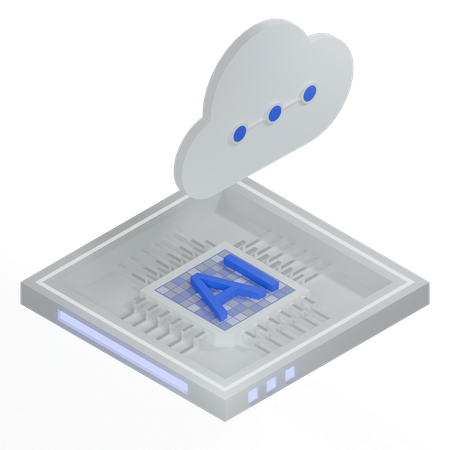 AI Cloud Chip Architecture Processor  3D Icon