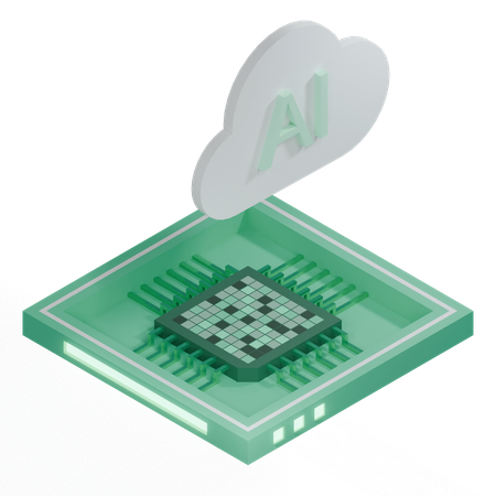 AI Cloud Chip Architecture Processor  3D Icon