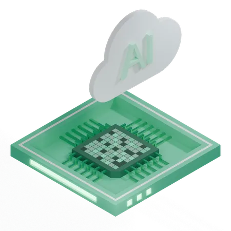 AI Cloud Chip Architecture Processor  3D Icon