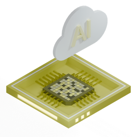 AI Cloud Chip Architecture Processor  3D Icon