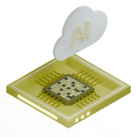 AI Cloud Chip Architecture Processor  3D Icon