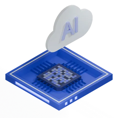 AI Cloud Chip Architecture Processor  3D Icon